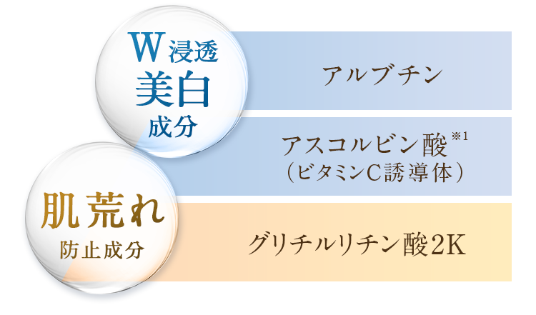 アルブチン アスコルビン酸※1（ビタミンC誘導体） グリチルリチン酸2K