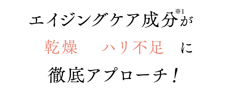 エイジングケア成分が乾燥、ハリ不足に徹底アプローチ！